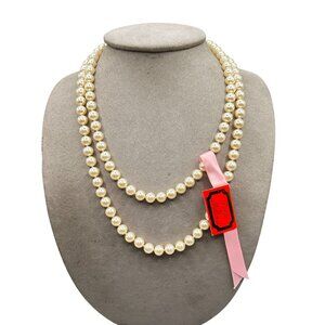 Perlas De Mallorca Necklace 8mm Simulated Pearls 38" Strand Vintage